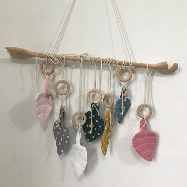 Bébé Formation Molaires Pratique Hêtre Anneau Dentaire En Bois Dent Feuille Jouets Accessoire Perles De Coton Salive Serviette Enfants Vente Chaude 6sy M2