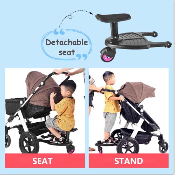 Organizador de carros de bebé Segundo niño Stroller Pedal Adaptador Gemelos Hitchhiker Auxiliares Auxiliares Niños Scooter de tablero de placa de pie