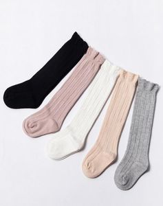 Bas Tube à volants pour bébé, uniforme pour filles et garçons, chaussettes hautes aux genoux pour nourrissons et tout-petits, en coton de couleur Pure, 03T4066625