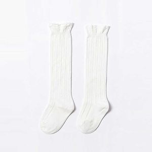 Bas Tube à volants pour bébé, uniforme pour filles et garçons, chaussettes hautes aux genoux pour nourrissons et tout-petits, en coton de couleur Pure 0-3T