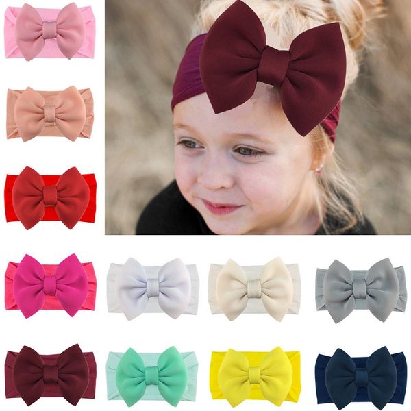 Baby Turban Bowknot Headband Girl Princess Hairbands Super Big Bow Knot Soft Headwraps Nylon M3668