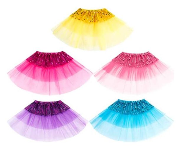 Bébé Tutu Tulle Jupes Paillettes Fête Filles Danse Pettiskirt Ballet Scène Jupes Princesse Danse Mini Jupe Dancewear Costume Dressup Fantaisie Jupes