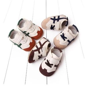 Baskets unisexes pour bébé, chaussures de pré-marche en PU souple et antidérapantes TPR pour bébé de 3 à 6 mois, chaussures de premier pas de printemps et d'automne