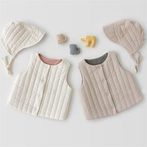 Bébé gilet automne et hiver chaud avec chapeau épaule garçons coton veste filles externe crevaison vêtements 210521