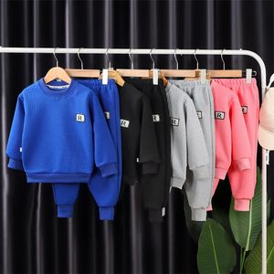 Ensembles chauds pour bébés, costume tendance printemps-automne, sweat-shirt pour garçons et filles, haut en coton, pantalon de sport décontracté, 2 pièces, 114 ans, 240313