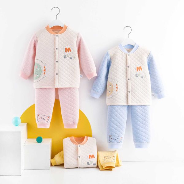 Bébé sous-vêtements chauds automne hiver nouveau coton garçons et filles ensemble fendu vêtements pour enfants 2023