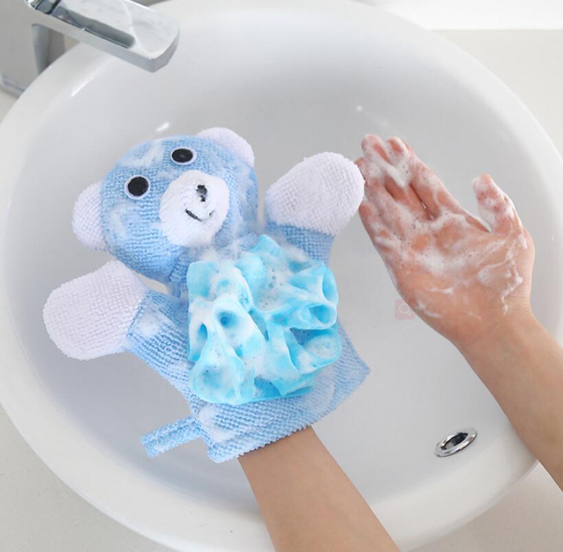 Baby washcloths barn dusch bad badhandduk 5colors djur stil dusch tvätt tyg handdukar söta bad handskar barn bad boll wmq297