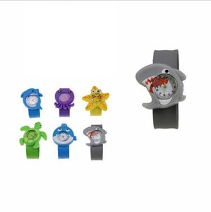 Babyhorloge 3D Cartoon Dieren Shark Horloges Quartz Horloges Siliconen Slap Riem Kind Klok Kinderen Speelgoed Kerstcadeau BT6672