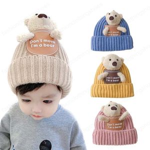 Bébé hiver chapeau enfants mignon ours tricoté Beanie chapeaux infantile dessin animé Bonnet casquettes automne garçon fille accessoires 3-24M