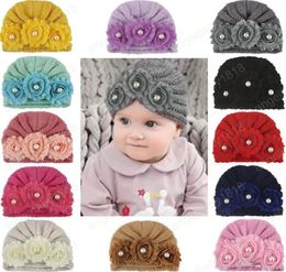 Baby Hiver Hat Tricoted Pearl Flower Newborn POGRAPHES SHAPS POUR LES ENFANTS CHAUD GUISSE CAP CAP KIDES BÉBÉ FOTOGRAFIE Knit 3512313