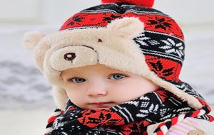 Baby Winter Hat Ensemble avec foulard Scarf plus chaud pour les enfants Style des filles Style Childlamb Chapeau ours Bons de Noël épais CAP6755086