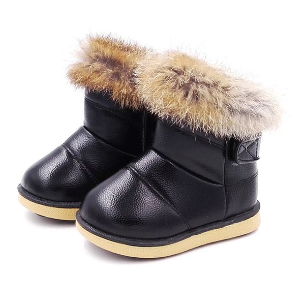 Bébé hiver bottes de neige chaud en peluche fourrure de lapin enfants bottes d'hiver enfants filles garçons chaussures LJ201104