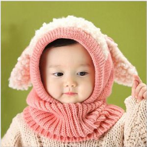 Baby winter warme hoeden kinderen cartoon dier lang oor gebreide warme hoed beanie winter peuter haken doppen