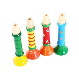 Baby Wood Musical Instrument Toys Small haut-parleur en bois vertical sifflet Petits haut-parleurs Trumpet jouet couleurs aléatoires enfants