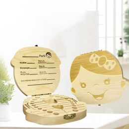 Caja de dientes de madera para bebés Niños para niños Corros