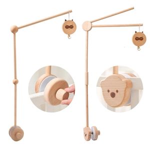 Baby houten bed bell beugel mobiele hangende rammelaars speelgoed hanger hanger houten houder arm 240415