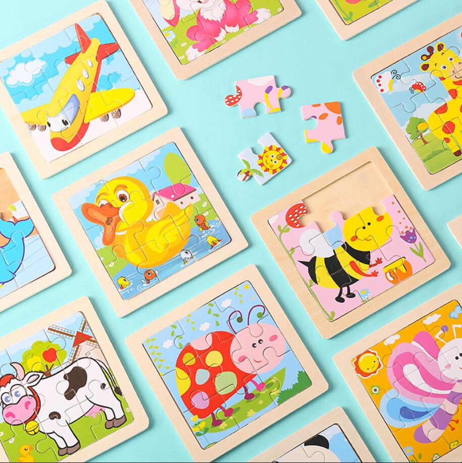 Baby Wooden Montessori Puzzle Child Game Wood Puzzle Kids 3D Cartoon Animal Puzzles Babies Toys Gifts 40 styles choose