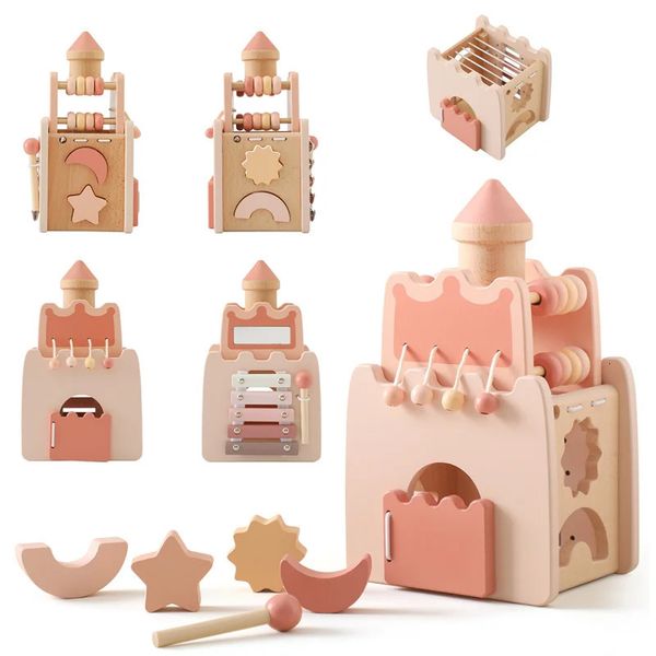 Jouets Montessori en bois pour bébé, blocs de fusée, jeu de Puzzle à empiler, qualité alimentaire, éducation précoce, cadeau pour enfant, 240110