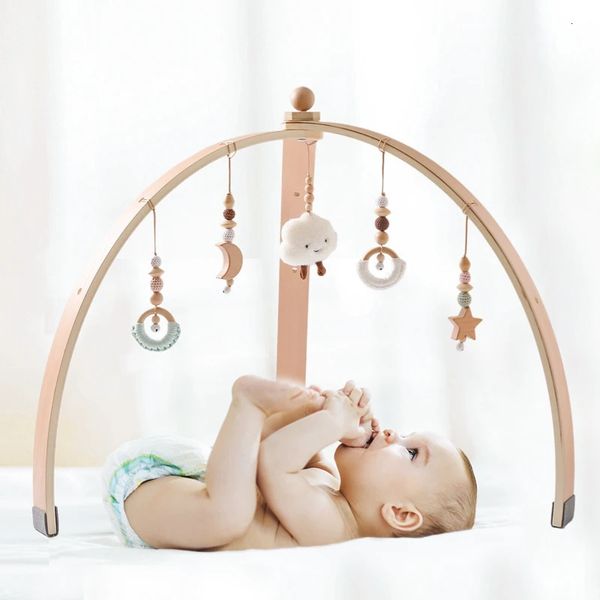Baby Wooden Play Gym Mobile suspension Sensory Toys Triangular Activity Room Decorations Suspension Bracket Toy Rattles 240409