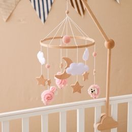 Bébé en bois étoile lune lit cloche hochets jouet né doux feutre nuage mouton berceau mobiles suspendus lit cloche jouet infantile garçon filles jouets 231225