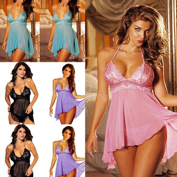 Babydoll Lingerie sous-vêtements en dentelle femme vêtements de nuit sexy été dame pyjamas M/L/XL/XXL/XXL vêtements d'intérieur Sexy maison vêtements 960