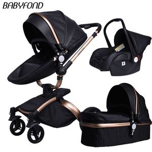 Babyfond 2019 nouvelle couleur gris cadre doré cadre noir 3 en 1 poussettes bébé envoyer des cadeaux gratuits livraison gratuite pays de l'ue pas de taxe