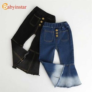 Babyinstar baby meisjes denim broek casual kinderen herfst broek klokbodem kinderen voor 211102