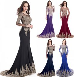 Babyonlinedress Perles De Luxe Or Dentelle Sirène Robes De Soirée Longue Sexy Illusion Dos Manches Longues Robes De Soirée De Bal Charme Eveni6929713