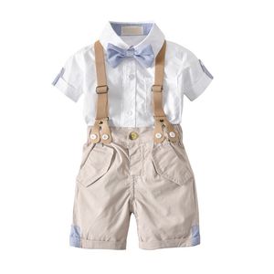 Babys Vêtements Ensembles Garçons Chemise Bretelles Shorts Kit Avec Noeuds Papillon D'été Gentleman Coton Shorts Chemise Costumes Livraison Gratuite B0205