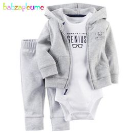 babzapleume lente herfst pasgeboren baby jongens meisjes kleding baby bovenkleding hooded jas + rompertjes + broek baby kleding sets BC1296 210309