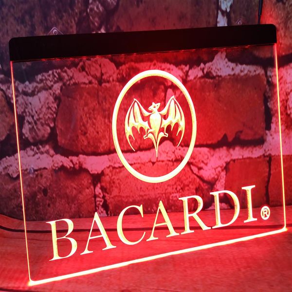 Bandera de Bacardí, cerveza, bar, pub, club, letreros 3d, letrero de neón con luz LED, cueva de hombre, tienda de decoración para el hogar, manualidades 2402