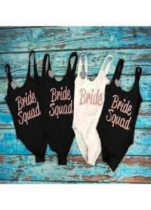Bachelorette Party Bride Squad One Piece Swimsuit Honeymoon Sweetwwear Wedding Gound of Honor Beach Bathing Costume Drop Y2003230