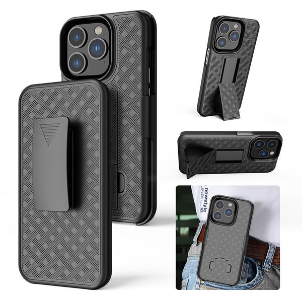 Soporte de abrazadera trasera Protección contra caídas Funda para teléfono Fundas protectoras con soporte integrado Carcasa trasera a prueba de golpes para iPhone 12 13 14 15 Pro Max para Samsung S22 S23 Ultra