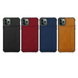 Achterkant voor iPhone 12 Mini 11 PRO MAX SE 2020 XR XS 6 7 8 PLUS Telefoonhoesje met kaartsleuven Lederen Business Shockproof Coque