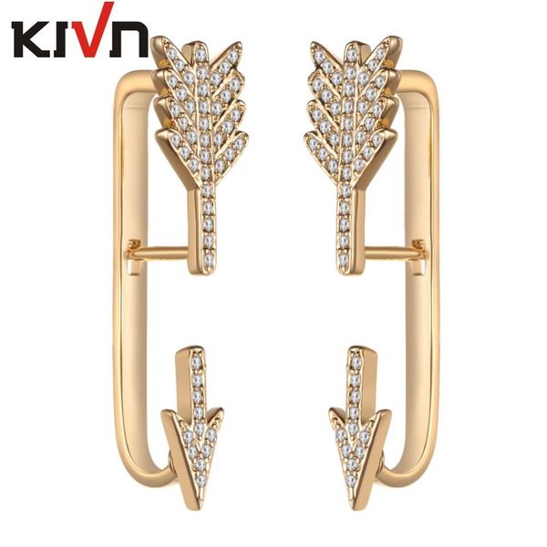 Volver KIVN Joyería de moda Pave CZ Cubic Zirconia Flecha Ear Cuff Ear Crawler Climber Pendiente Chaquetas para mujeres Niñas Regalos de cumpleaños