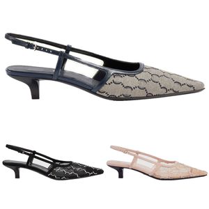 Terug Kant Womens Up Ondiep Uitgesneden Schoenen Hoge Hakken Dr Ballet Dans Designer Kristal Gaas Mesh Lage Hak Sandalen 35-40