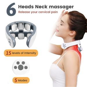 Back Massager 6 Heads Neck Massager Cervical Massager Multifunctionele elektrische massager voor oplaadbare massage nek gezondheidszorg pijnverlichting 230517