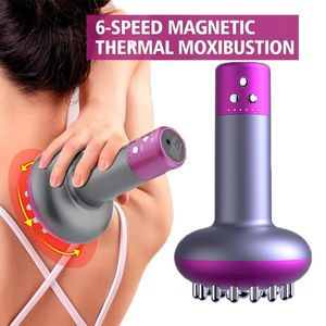 Terug Massager Elektrische Guasha Meridiaan Borstel Trillingen Microstroom EMS 6 Speed Verwarming Therapie Vet Afslanken Body Tool 231211