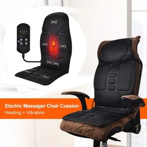 Masseur de dos Chauffage électrique Chaise de massage vibrante Cussion Soulagement de la douleur Coussin de siège Lombaire Dos Épaule Masseur de corps Voiture Bureau Tapis de maison 231220