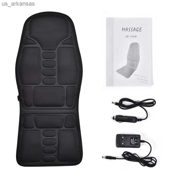 Masajeador de espalda Calefacción eléctrica Vibrante Silla de masaje Cussion Cojín de asiento para coche Oficina en casa Cuello lumbar Colchón Dolor Salud L230523