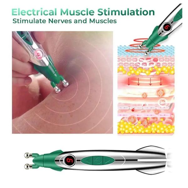 Masajeador de espalda Meridian, pluma de masaje eléctrica, circulación muscular, acupuntura electrónica, terapia energética, alivio V8U4 231020