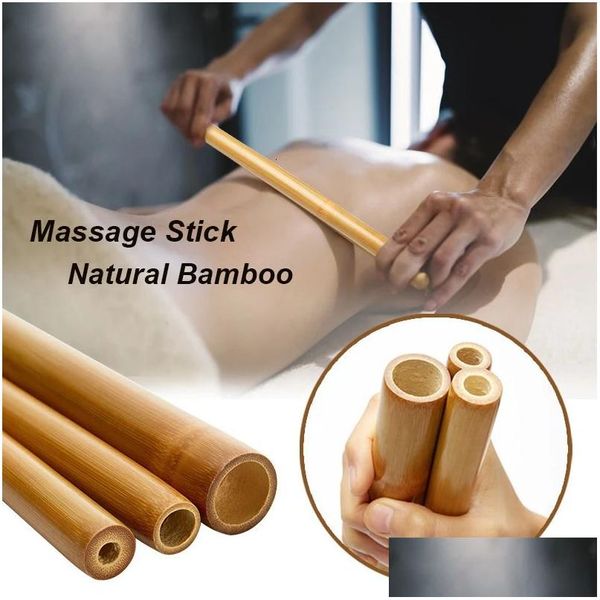 Masajeador de espalda Bambú natural Mas Stick Terapia de madera Fitness Gua Sha Alivio del dolor muscular Maderoterapia Masr Anticellite 240118 Drop Deli OTB5H