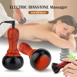 Achter Massager Pastsky Stone Electric Gua Sha Bian Guasha Gereedschap Skin Schraap Massage Body Warm Moxibustion Therapy 230823