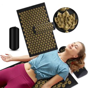 Terug Massager Pranamat Eco Lotus Spike Mat Acupunctuur Massage Kussen Kuznetsov's Applicator voor Nek Voet Rug Yoga Acupressuur Massage Mat 230227