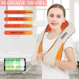 Masseur de dos en forme de U Châle de massage électrique 4D Pétrissage Infrarouge Chauffé Massage Shiatsu Corps Épaule Cou Masseur de dos Outil de soins de santé 230517