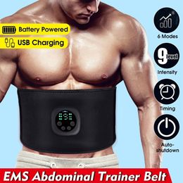 Masajeador de espalda USB Recargable EMS Fitness Cinturón de adelgazamiento Inteligente LED Vientre eléctrico Estimulador muscular Vibración abdominal Cintura 230303