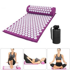 Masseur de dos Tapis de massage de yoga Acupression Soulager le stress Coussin de dos Massage Tapis de yoga Soulagement des douleurs dorsales Coussin d'aiguille avec oreiller 230904