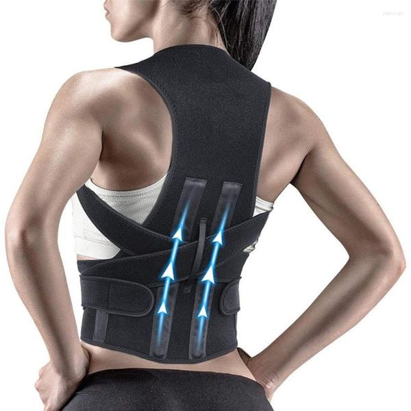 Soporte de espalda Corrector de postura ajustable corsé de columna vertebral cinturón de clavícula transpirable hogar Oficina deporte cuello ortopédico salud