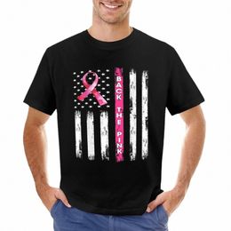 Retour The Pink Ribb Drapeau américain Cancer du sein Aen T-Shirt personnalisé t-shirts plaine t-shirt vêtements pour hommes X7o0 #