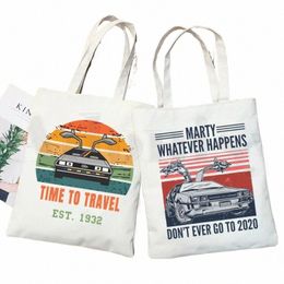 Retour vers le futur Future Car Shop Bag Sac à main d'épicerie Bolsas De Tela Fourre-tout Bolsa Shop Bag Jute Fourre-tout Tissu Personnalisé F4SI #